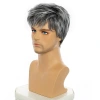 Short straight hair wigs, cross-border wigs, stylish straight hair covers for European and American men, gradient gray short hair wholesale on Amazon details Picture